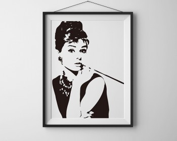 Stickers muraux Sihlouette d'Audrey Hepburn
